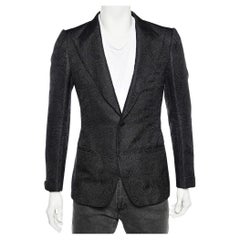 Tom Ford Black Textured Silk & Wool Single Breasted Blazer S