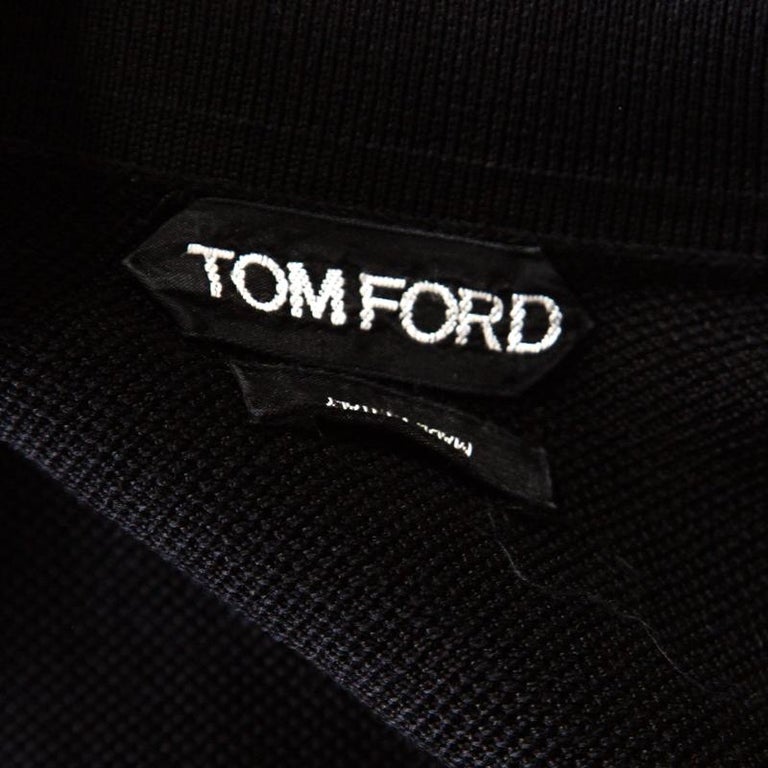 Tom Ford Black Tricot Knit Short Sleeve Polo T-Shirt XXL For Sale at ...