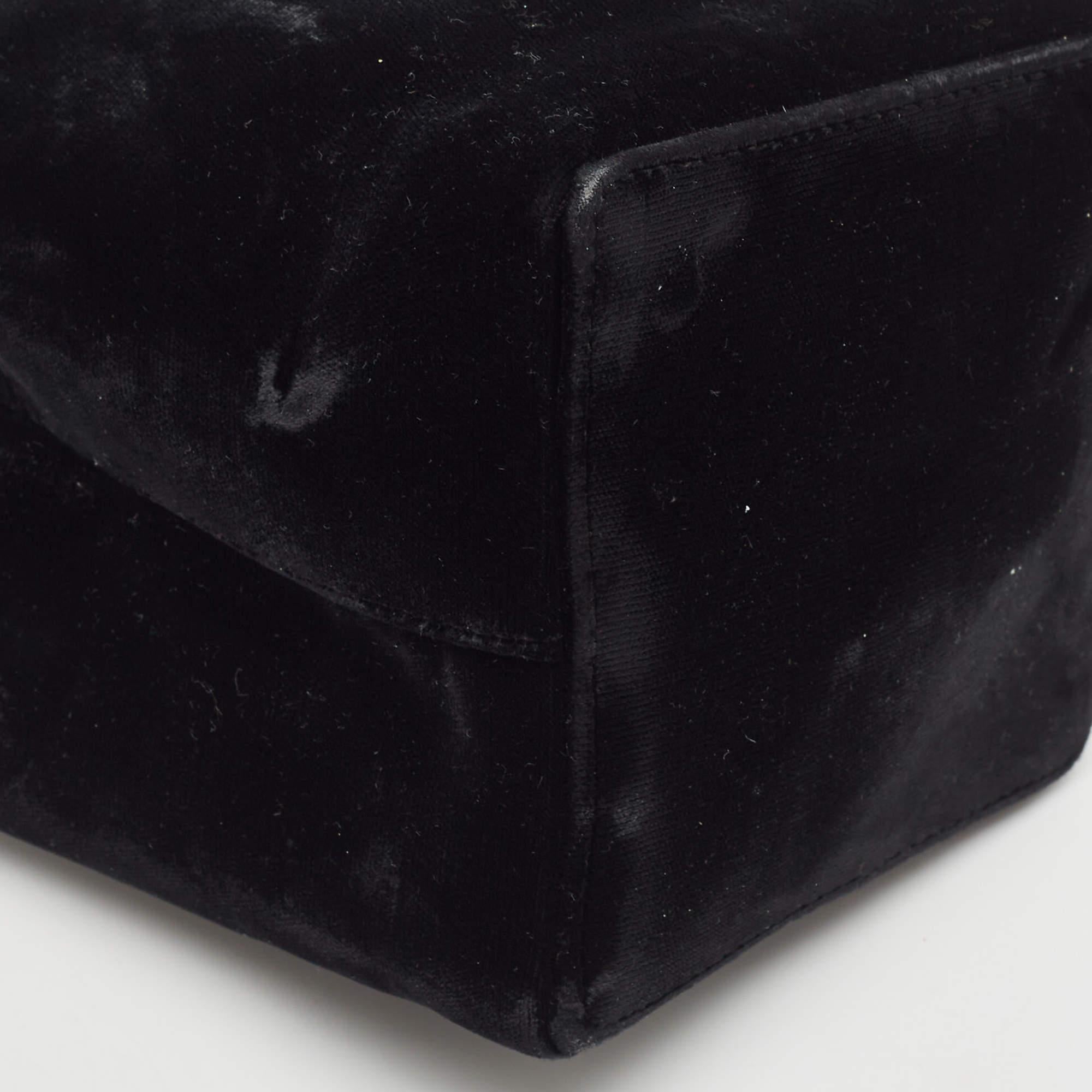 Tom Ford Black Velvet Mini TF Crystals Bucket Bag For Sale 7
