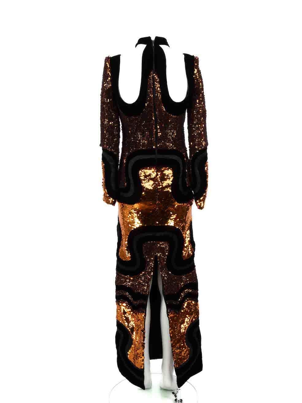 Tom Ford Black Velvet Sequinned Cut-Out Gown Size XS In Excellent Condition For Sale In London, GB