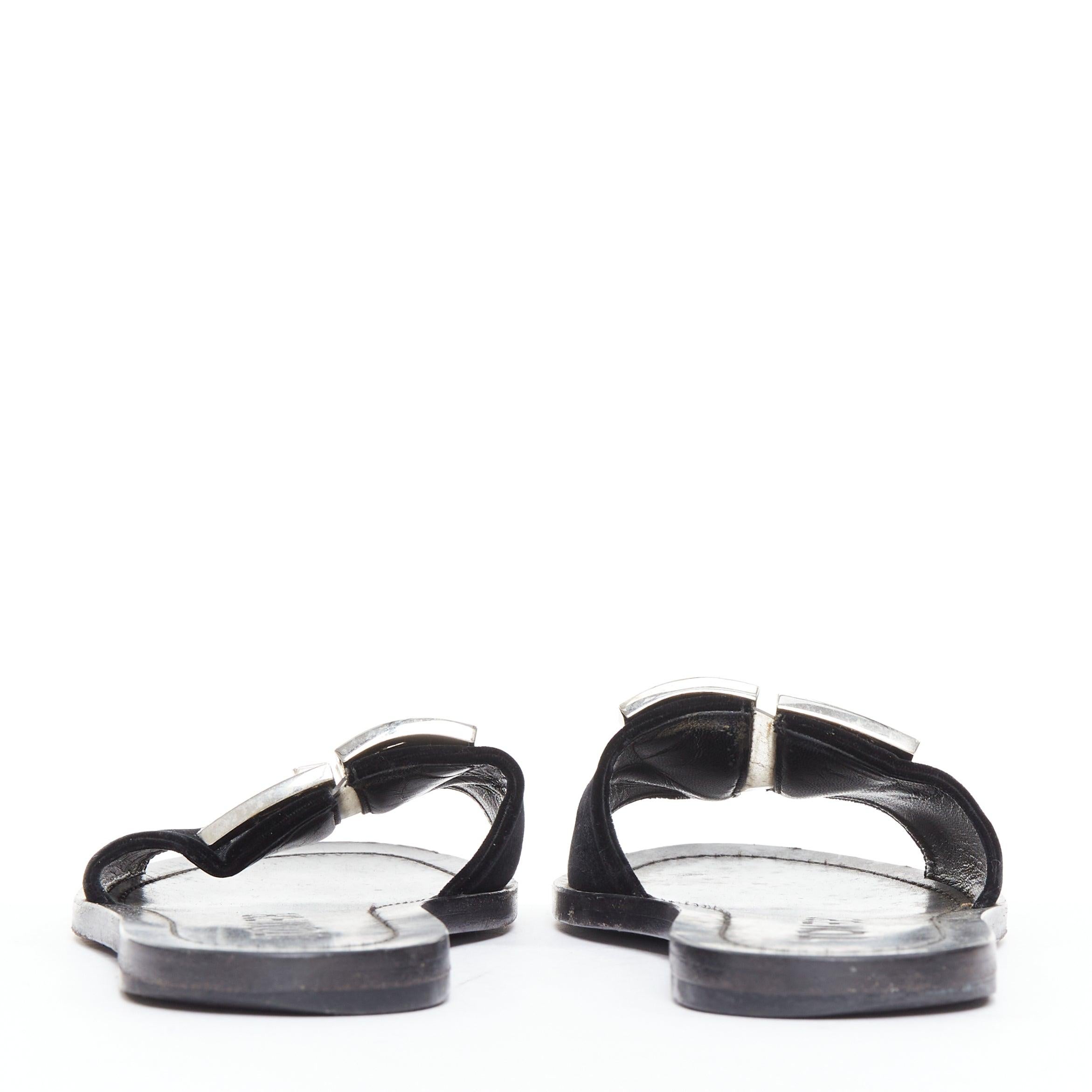 Women's TOM FORD black velvet silver big crystal TF embellished flat sandals EU38 For Sale