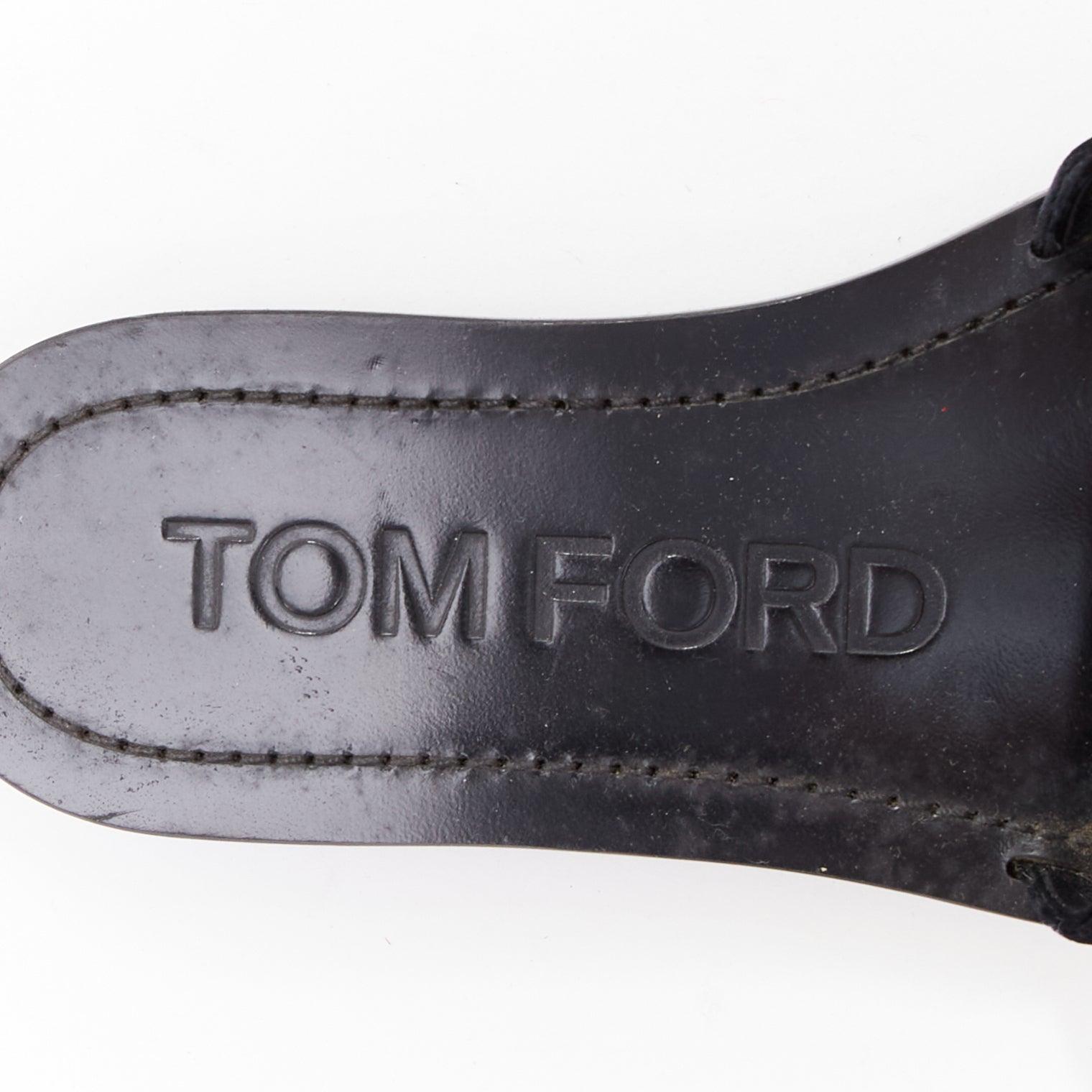 TOM FORD black velvet silver big crystal TF embellished flat sandals EU38 For Sale 4