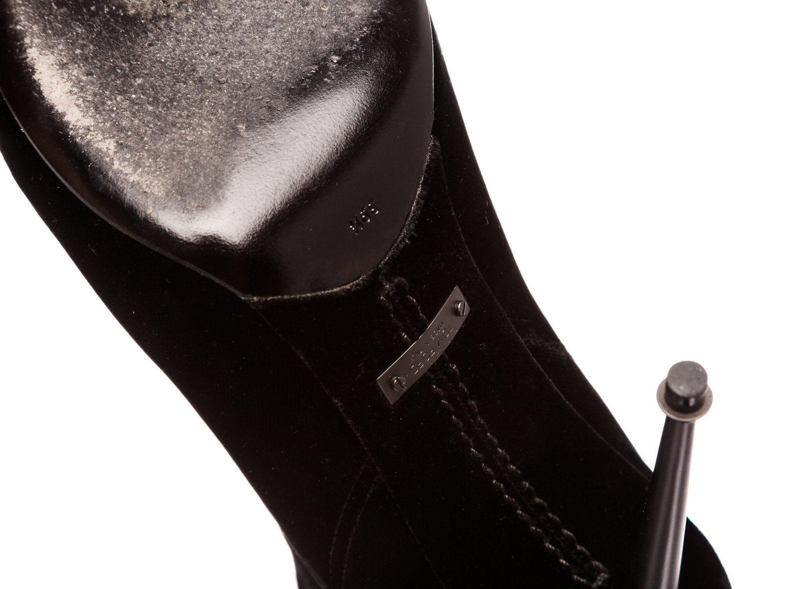 Tom Ford Black Velvet Spiked Boots Heels Shoes 39.5 2