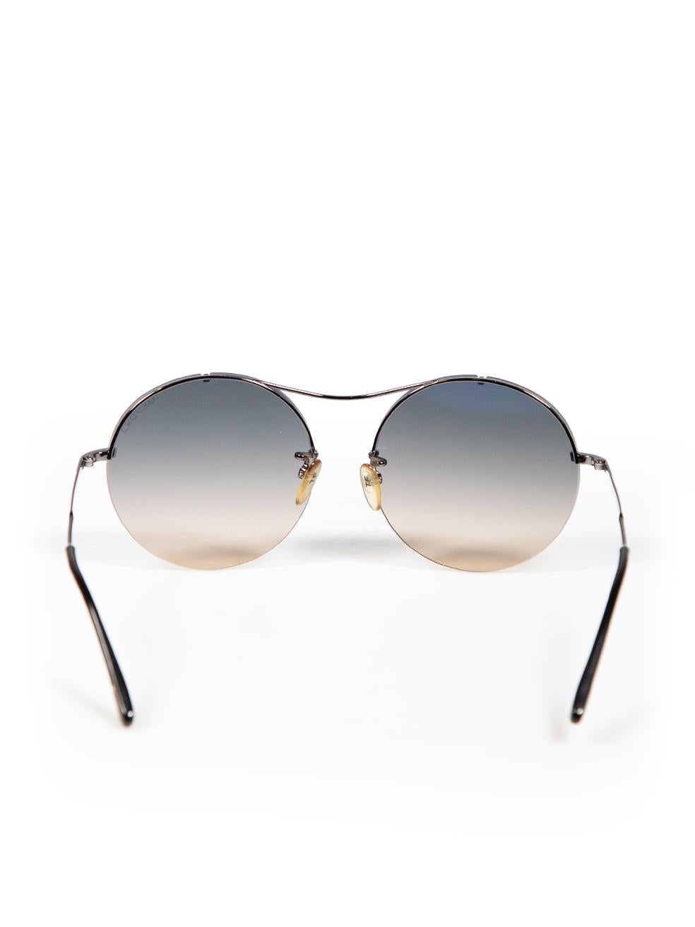 Tom Ford Black Veronique Round Frame Sunglasses In Good Condition For Sale In London, GB