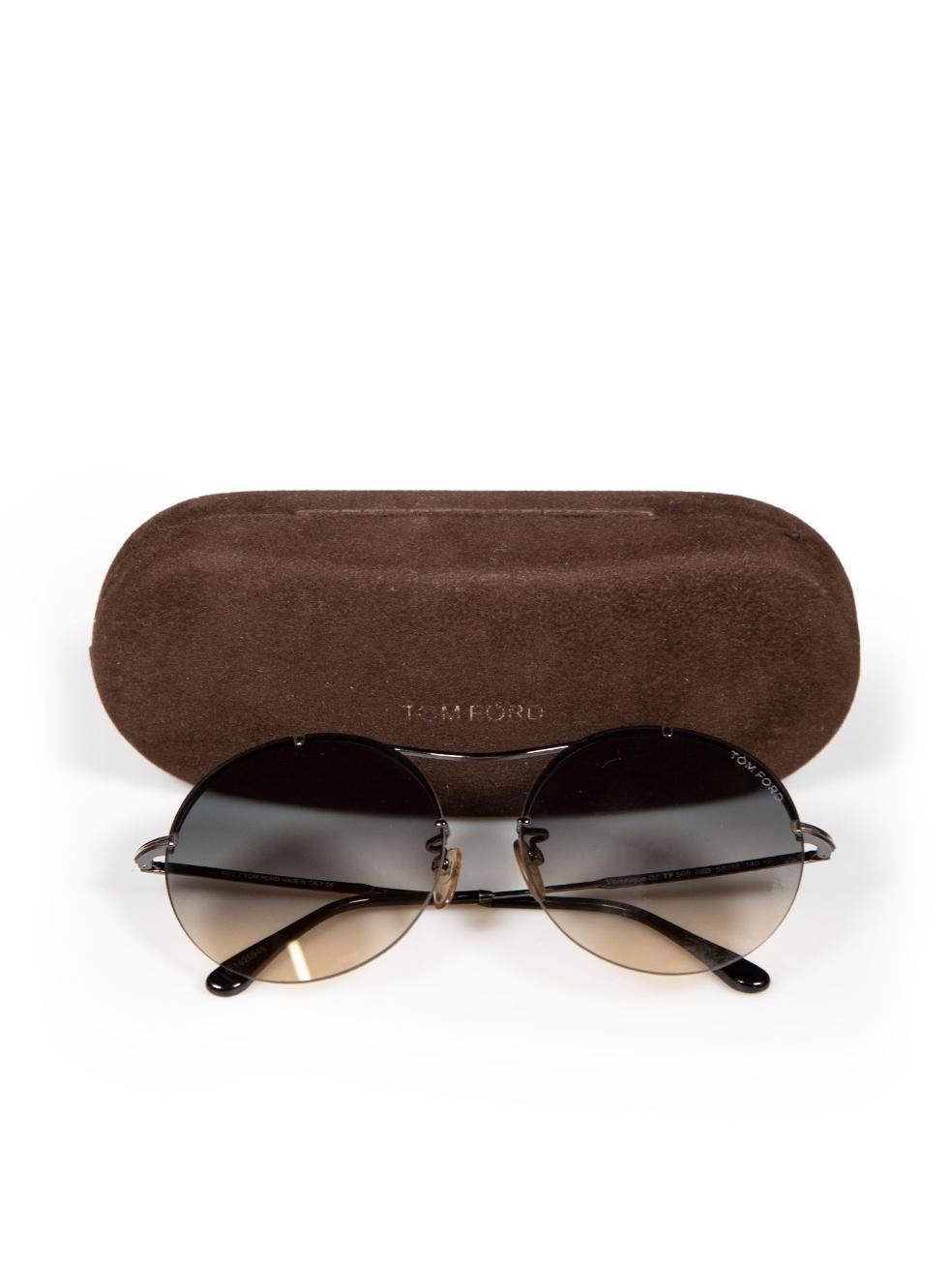 Tom Ford Black Veronique Round Frame Sunglasses For Sale 1