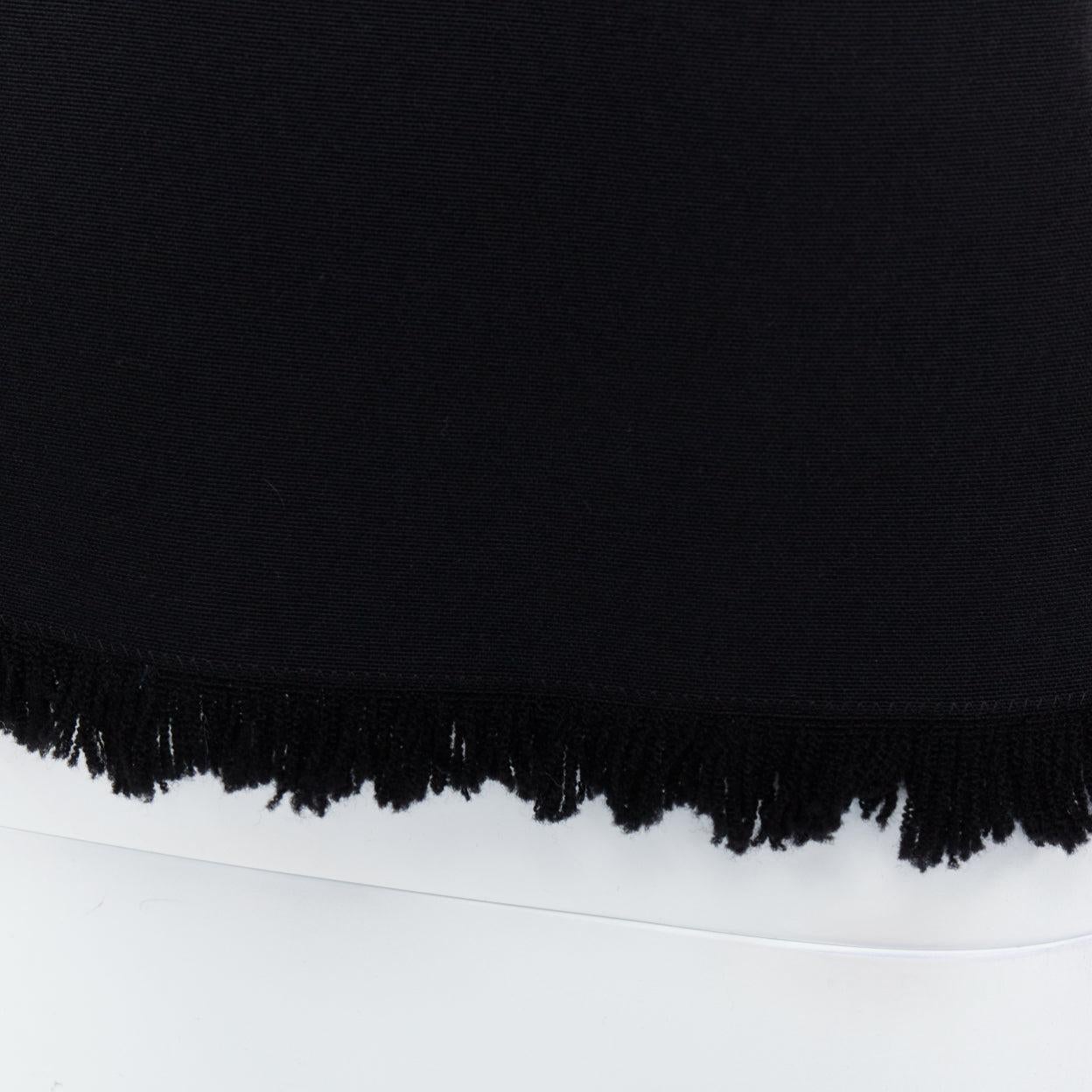 TOM FORD black virgin wool cotton fringe trim crop sleeved fitted top IT36 XXS
Reference: LNKO/A02455
Brand: Tom Ford
Designer: Tom Ford
Material: Virgin Wool, Cotton
Color: Black
Pattern: Solid
Closure: Zip
Extra Details: Back zip. Fitted