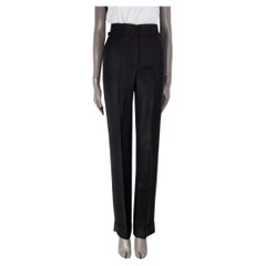 TOM FORD black viscose HIGH-WAISTED OXFORD WEAVE Pants 40 S