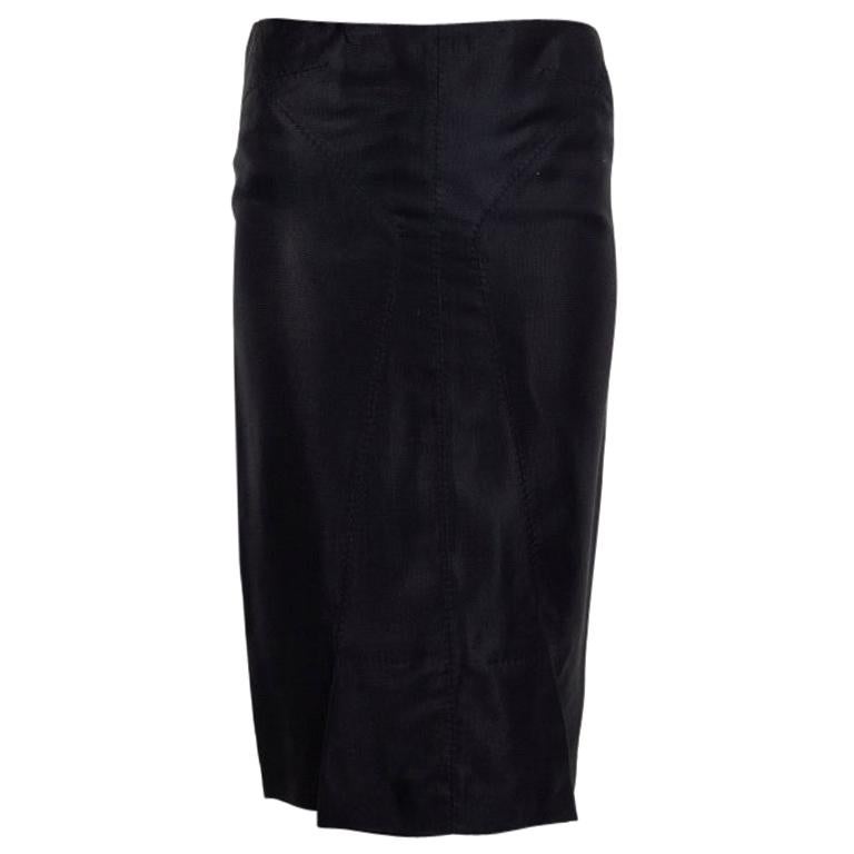 TOM FORD black viscose STRUCTURED PENCIL Skirt S For Sale