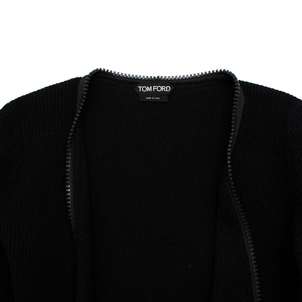 Tom Ford Schwarzes Waffelstrick-Langarmkleid mit Reißverschluss M für Damen oder Herren