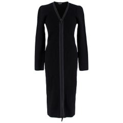 Tom Ford Black Waffle Knit Longline Zip Front Dress M