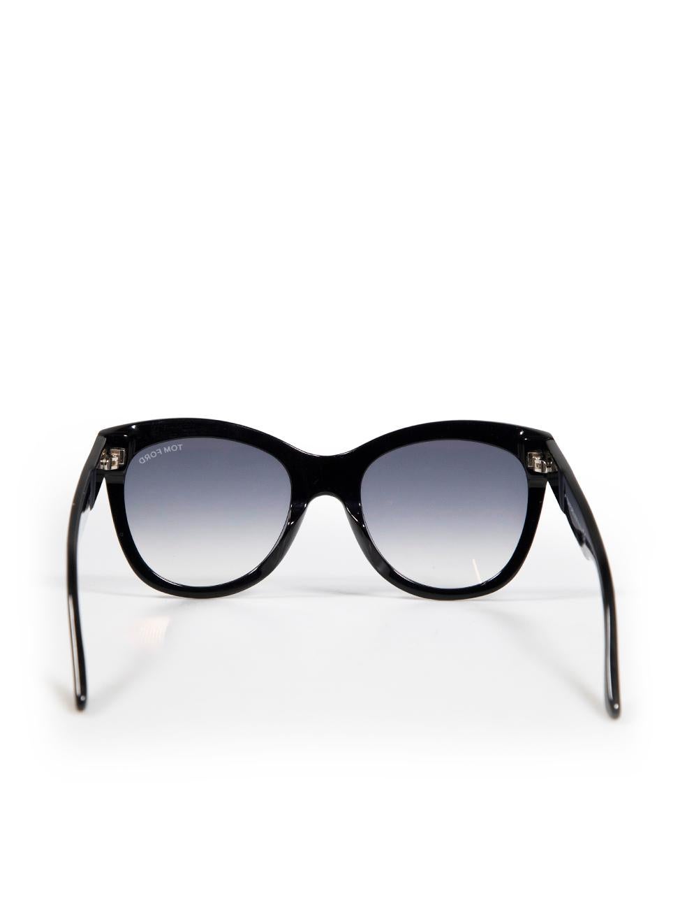 Tom Ford Black Wallace Round Sunglasses In Good Condition For Sale In London, GB