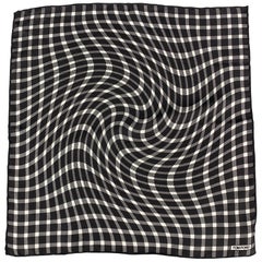 TOM FORD Black & White Optical Plaid Silk Pocket Square