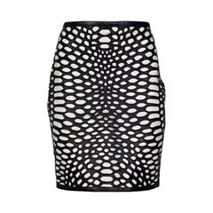 Tom Ford Schwarz-Weißer Perforierter Lederrock - IT40/S