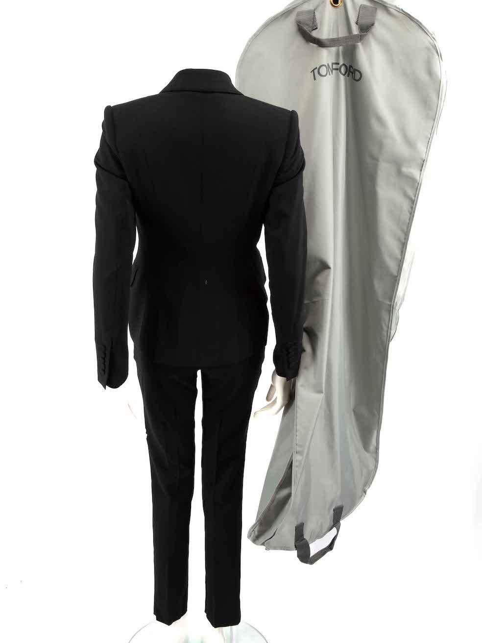 Tom Ford Black Wool Blazer & Trousers Suit Size XXS In Excellent Condition In London, GB