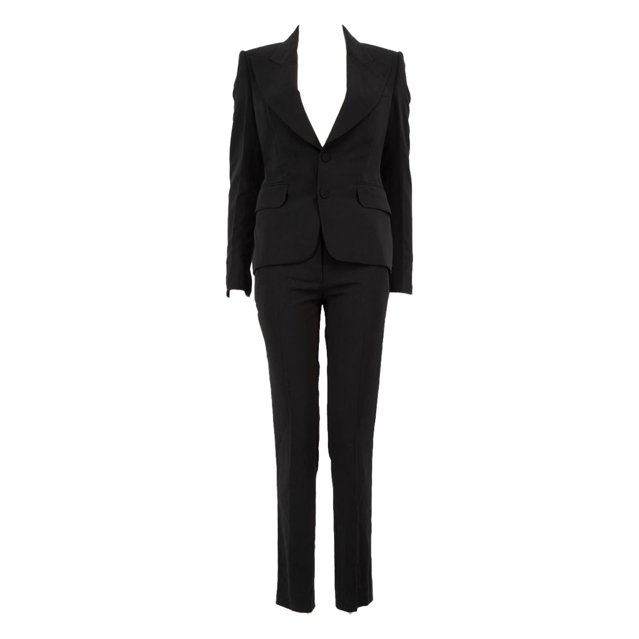 Tom Ford Black Wool Blazer & Trousers Suit Size XXS