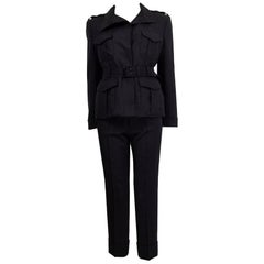TOM FORD black wool & cashmere BELTED MILITARY Jacket 40 S