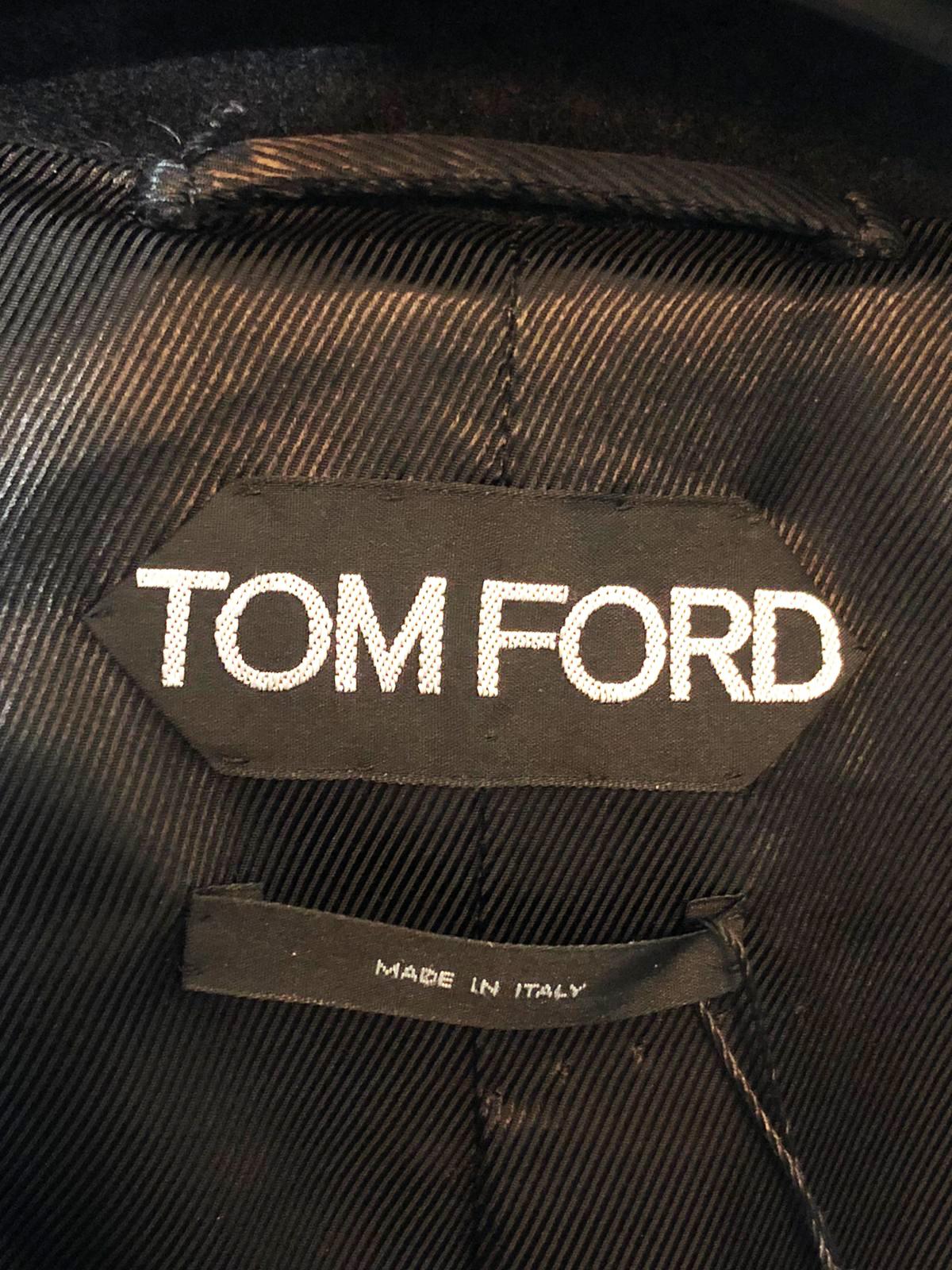 Women's TOM FORD BLACK WOOL COAT with BELT size 42 - 6/8