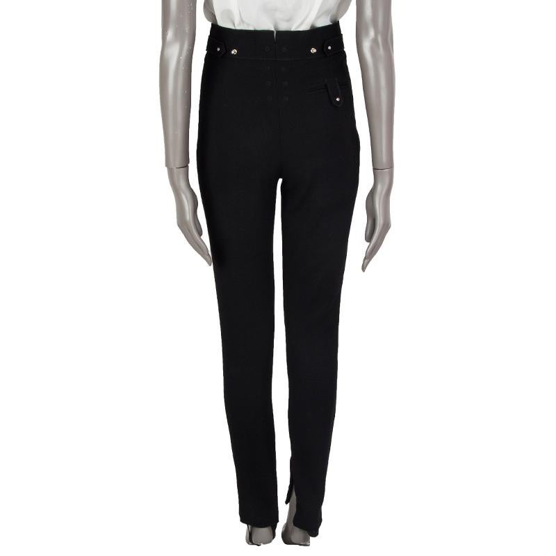 Black TOM FORD black wool HIGH-WAISTED BUTTONED STIRRUP Pants 38 XS For Sale