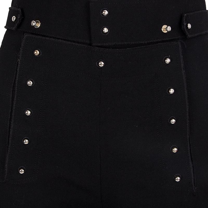 TOM FORD black wool HIGH-WAISTED BUTTONED STIRRUP Pants 38 XS In Excellent Condition For Sale In Zürich, CH
