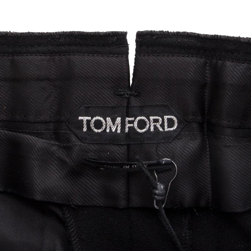 Women's TOM FORD black wool HIGH-WAISTED BUTTONED STIRRUP Pants 38 XS For Sale