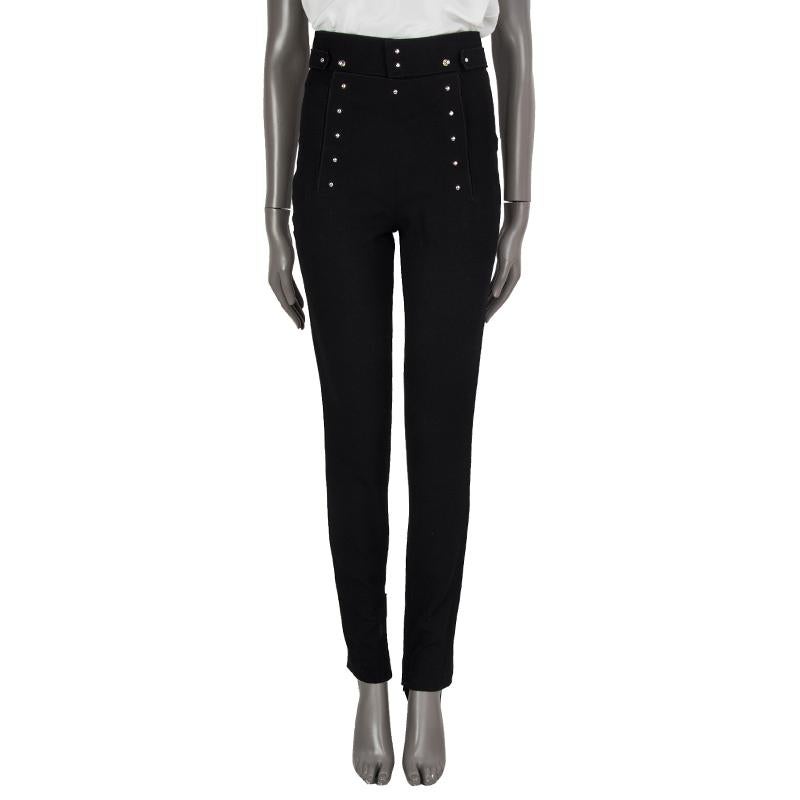 TOM FORD black wool HIGH-WAISTED BUTTONED STIRRUP Pants 38 XS For Sale