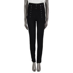 TOM FORD black wool HIGH-WAISTED BUTTONED STIRRUP Pants 38 XS