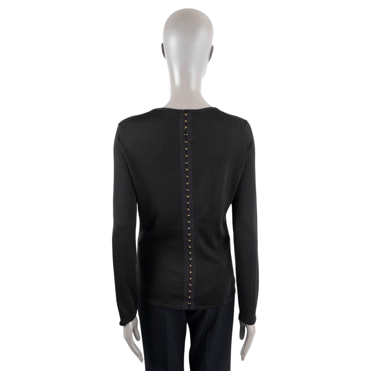 Pull à col rond TOM FORD en laine et soie noire HOOK & EYE L en vente 1