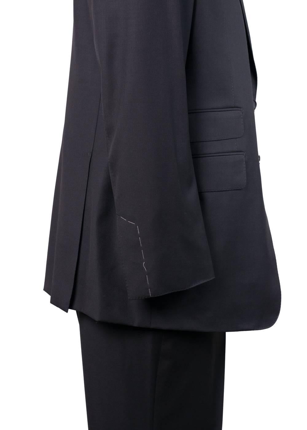 Men's Tom Ford Black Wool Tonal Pick Stitched Two Piece Suit For Sale