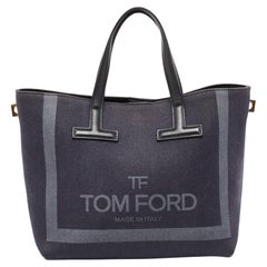 Tom Ford Blue/Black Denim and Leather Tara Tote