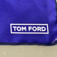 TOM FORD Blue Black Logo Silk Pocket Square