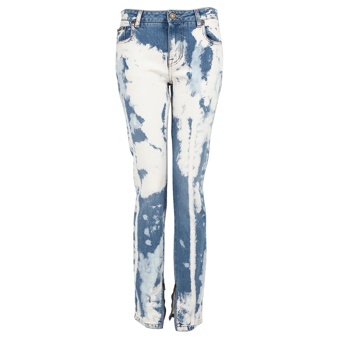 Tom Ford Blue Bleached Denim Skinny Jeans Size S For Sale