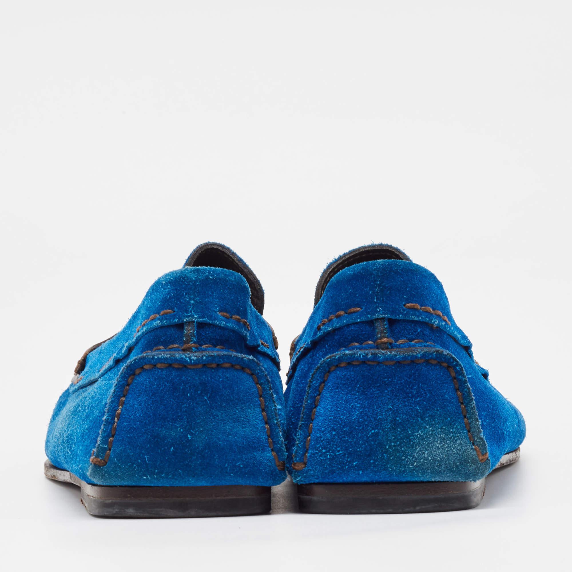 Tom Ford Loafers en cuir et daim bleu/marron Taille 42 Pour hommes en vente