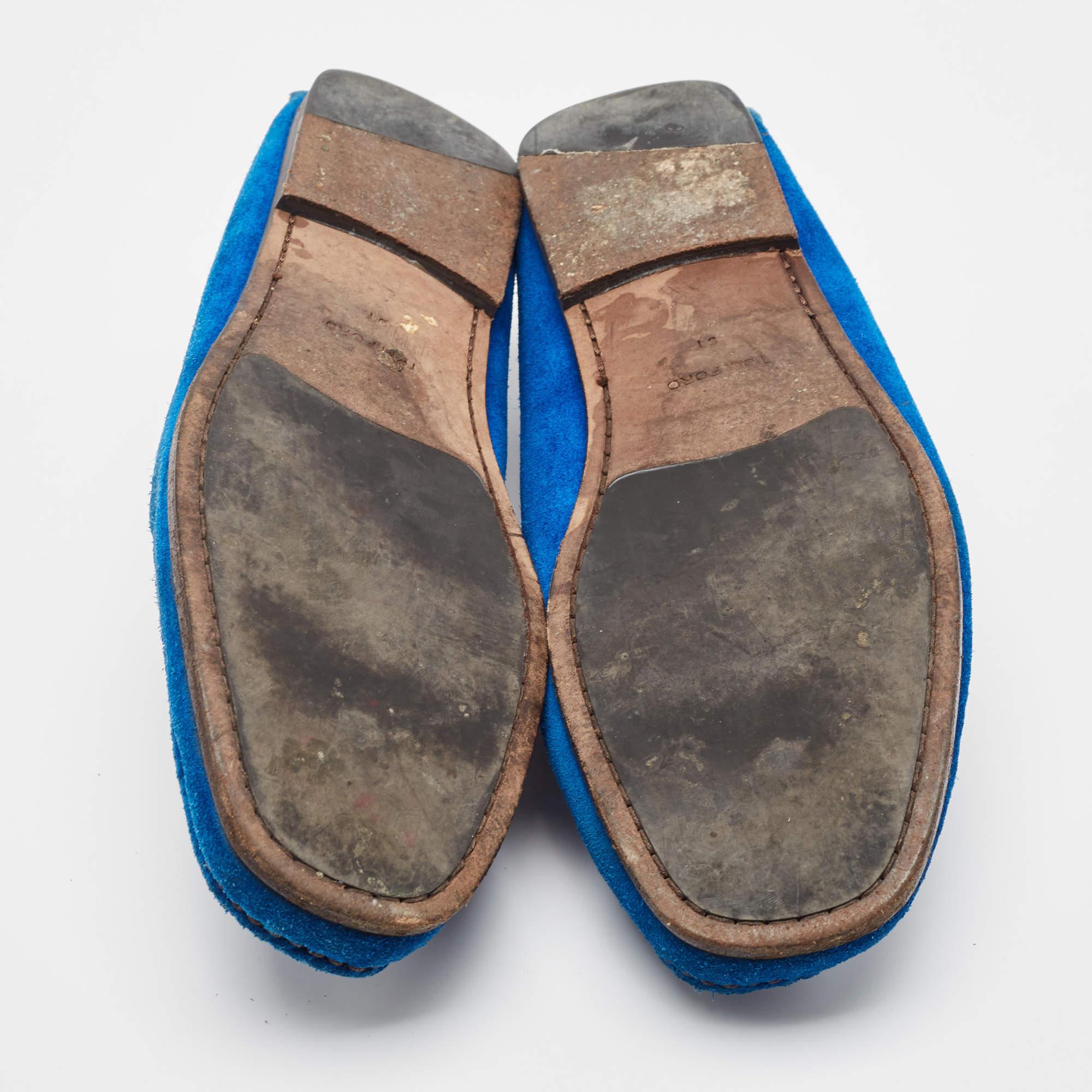 Tom Ford Loafers en cuir et daim bleu/marron Taille 42 en vente 1