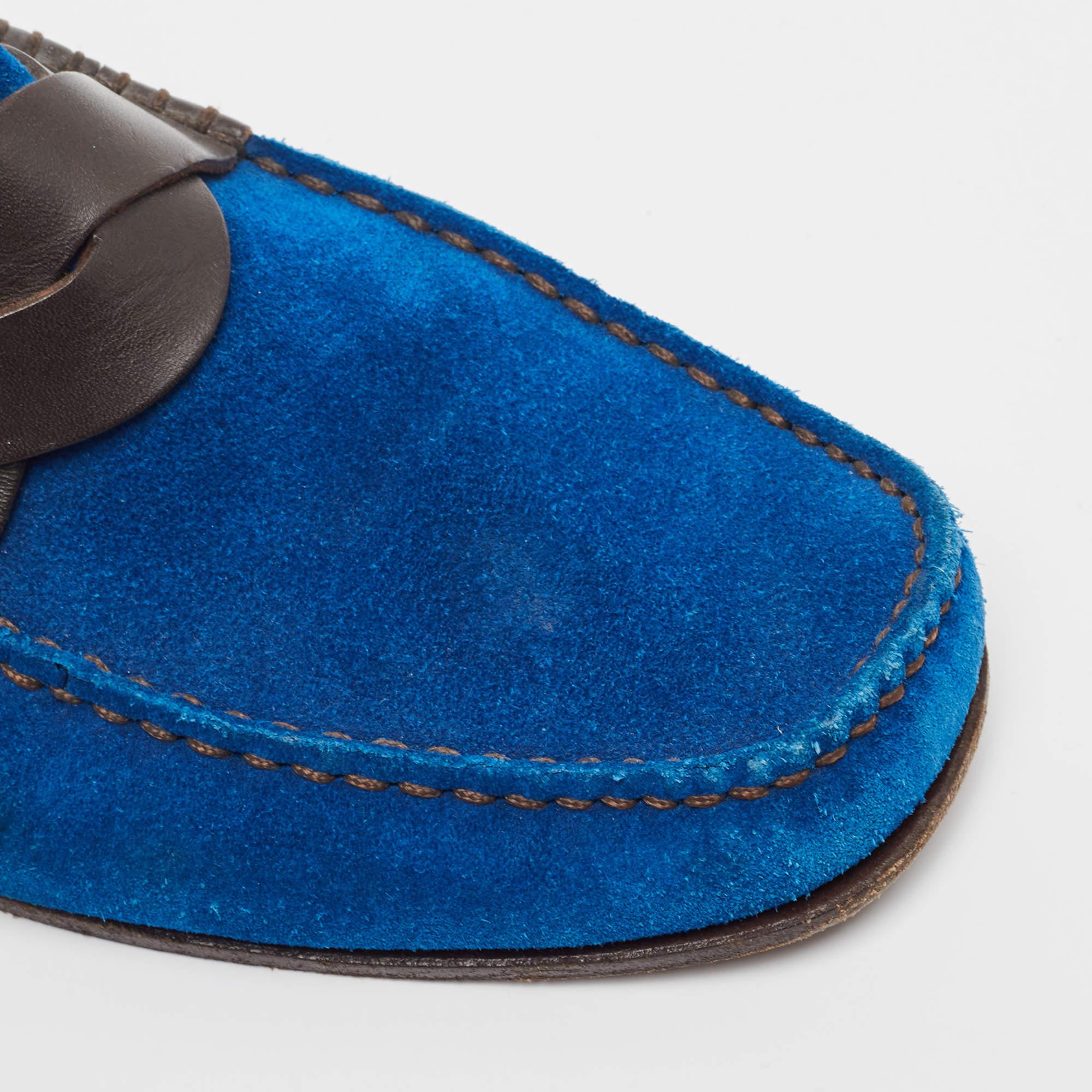 Tom Ford Loafers en cuir et daim bleu/marron Taille 42 en vente 3