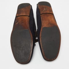 Tom Ford Blue/Brown Suede and Leather Tassel Slip On Loafers Size 43.5