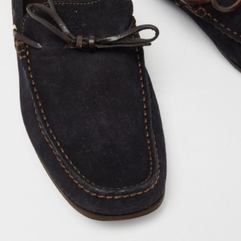 Mocassins à glands en daim et cuir bleu/marron Tom Ford Taille 43.5 en vente 1