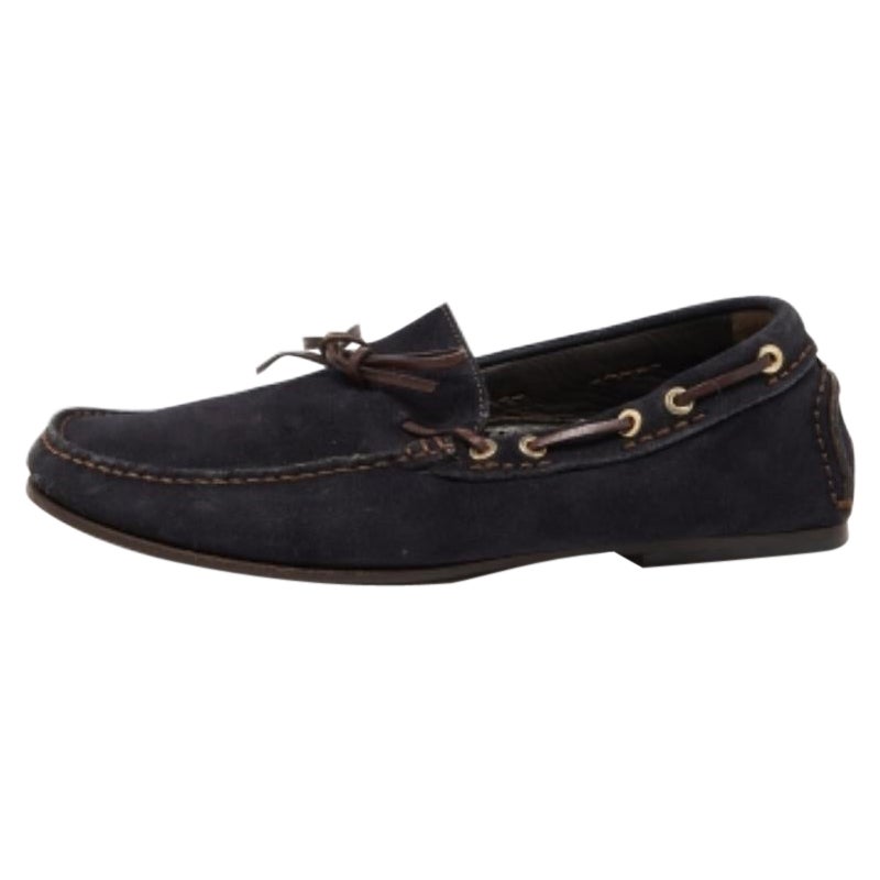 Mocassins à glands en daim et cuir bleu/marron Tom Ford Taille 43.5 en vente