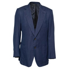 Tom Ford Blue Cashmere Button Front Long Sleeve Blazer XXL