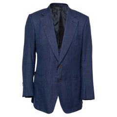 Blauer Kaschmir-Blazer mit Knopfleiste und langen Ärmeln von Tom Ford XXL