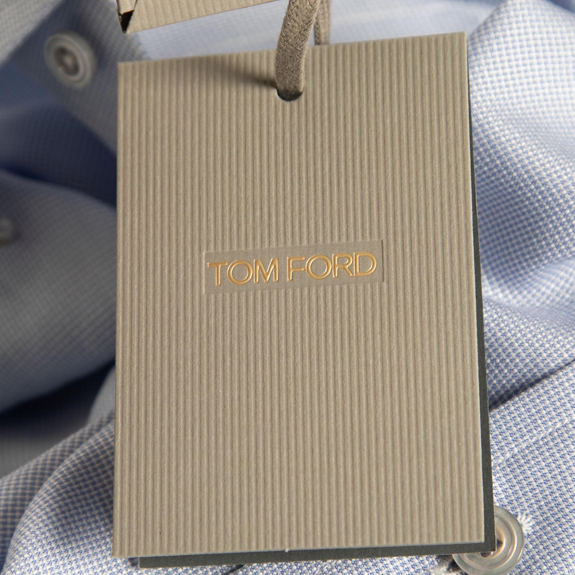 Tom Ford - Chemise boutonnée à l'avant en coton bleu L Neuf à Dubai, Al Qouz 2