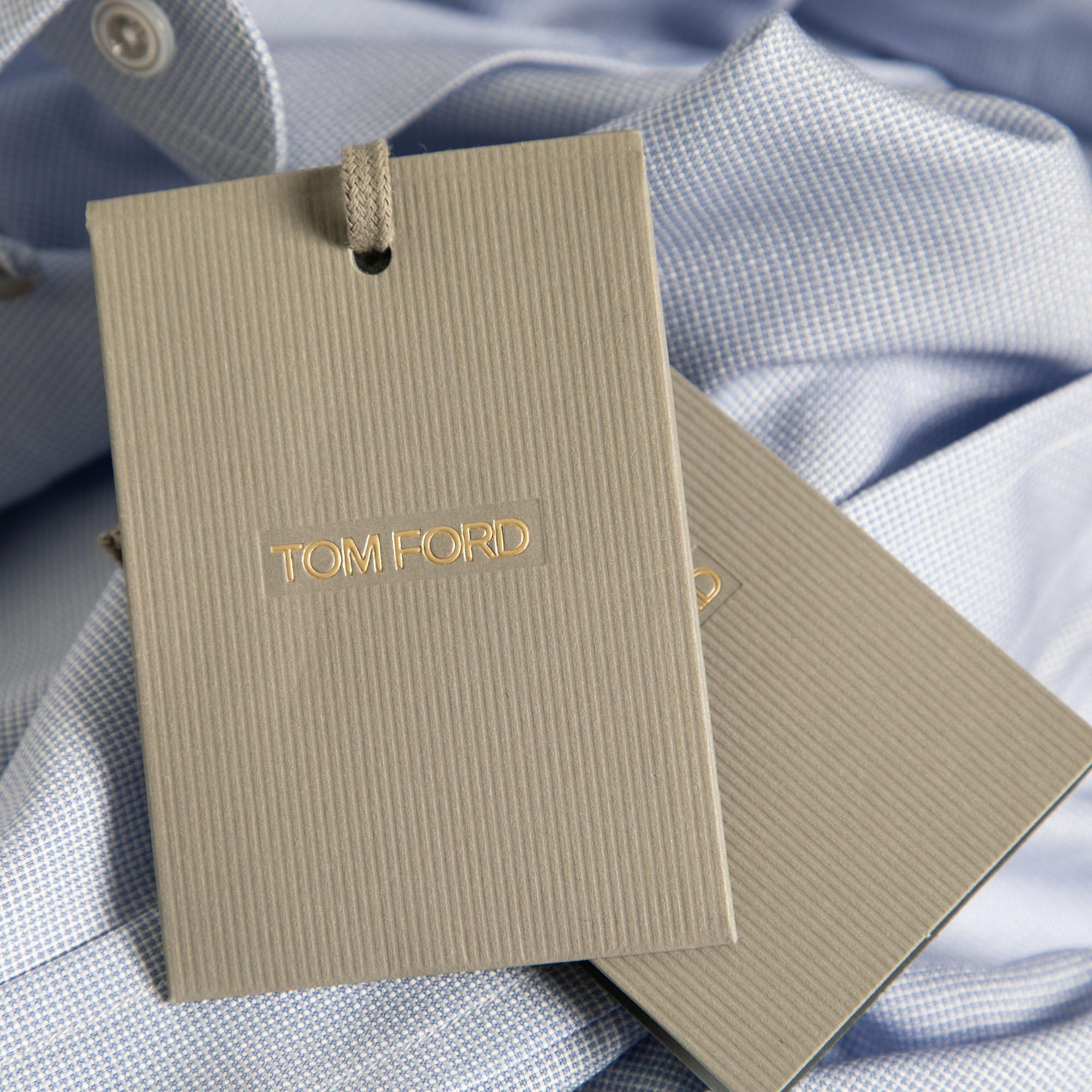  Tom Ford - Chemise boutonnée à l'avant en coton bleu L Pour hommes 