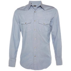 Tom Ford Blue Cotton Button Front Shirt M