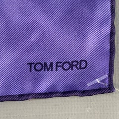 TOM FORD Blue Navy Logo Silk Pocket Square