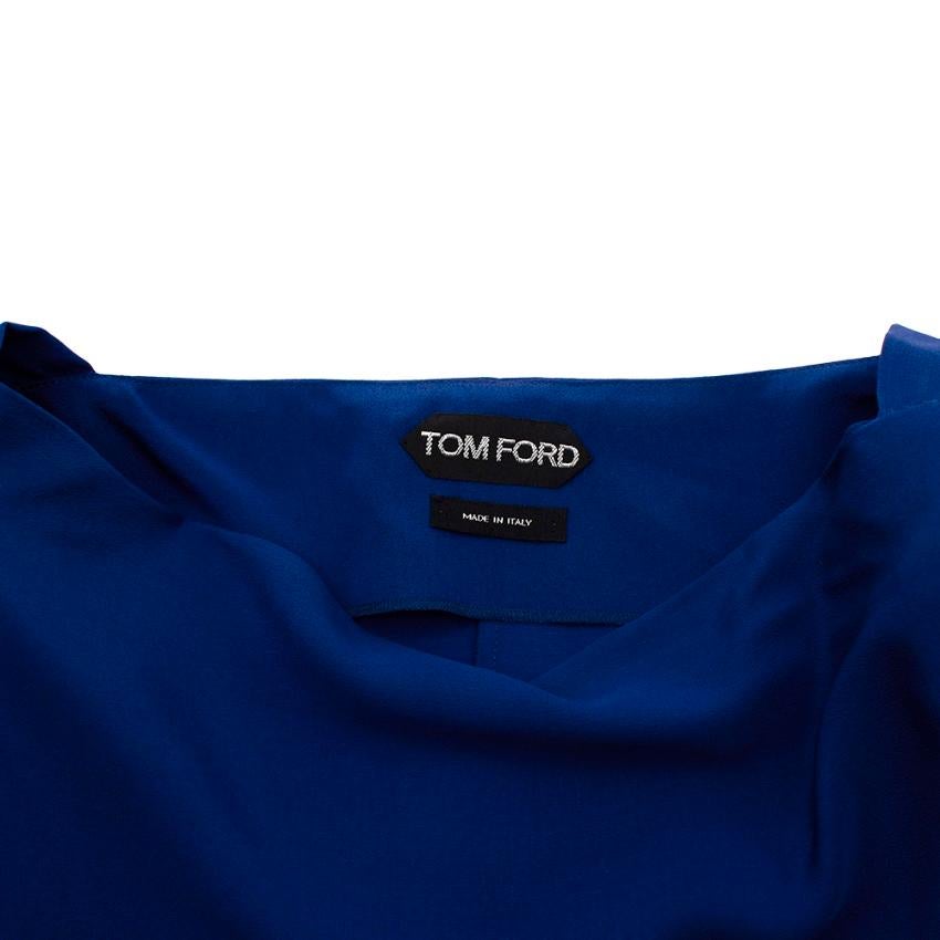 Women's or Men's Tom Ford Blue Silk Belted Long Sleeve Top US6