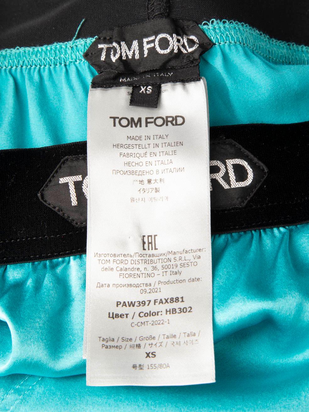 Tom Ford Pantalones rectos con banda de seda azul con logotipo Talla XS en venta 3