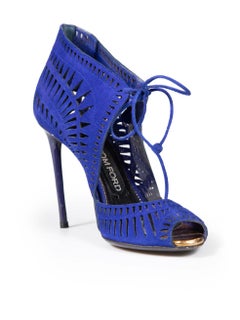 Tom Ford Blue Suede Cut Out Detail Heels Size IT 36