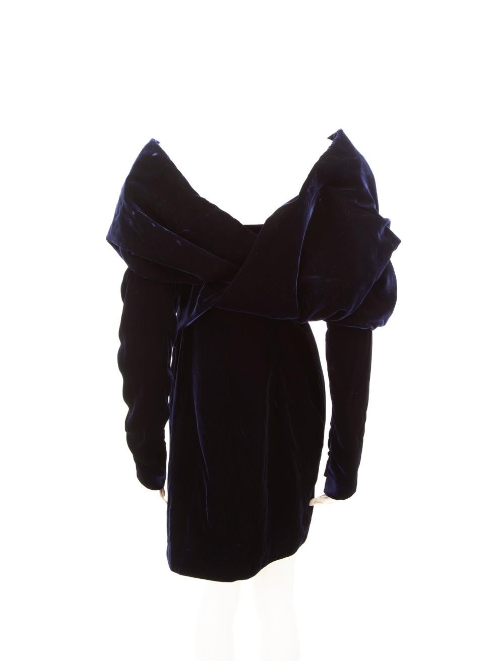 Black Tom Ford Blue Velvet Ruched Dress With Corset Size L For Sale