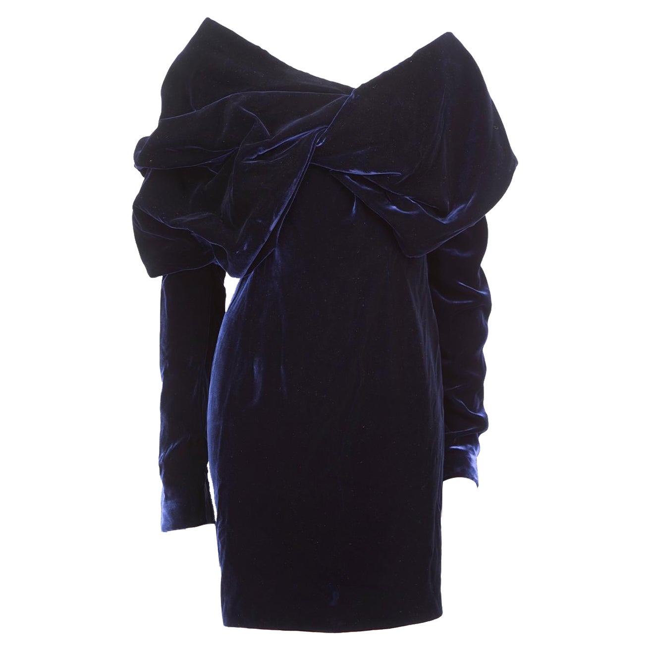 Tom Ford Blue Velvet Ruched Dress With Corset Size L