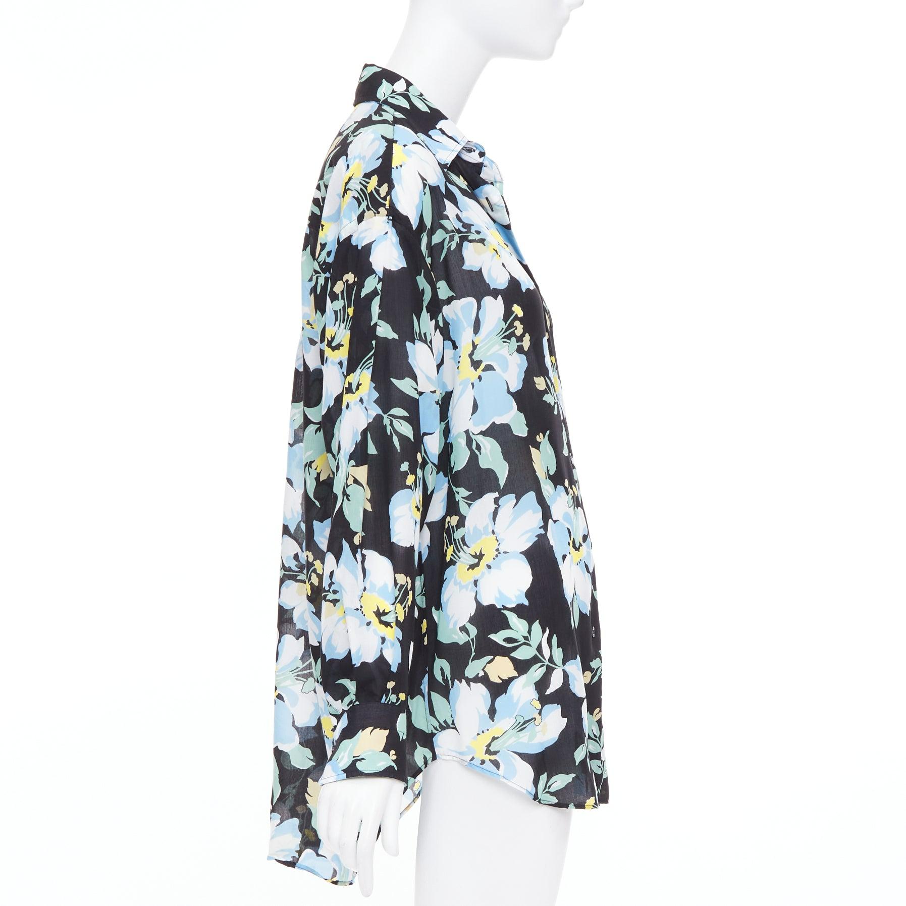 TOM FORD camicia in lyocell blu giallo nero con stampa floreale IT38 XS In condizioni buone in vendita a Hong Kong, NT