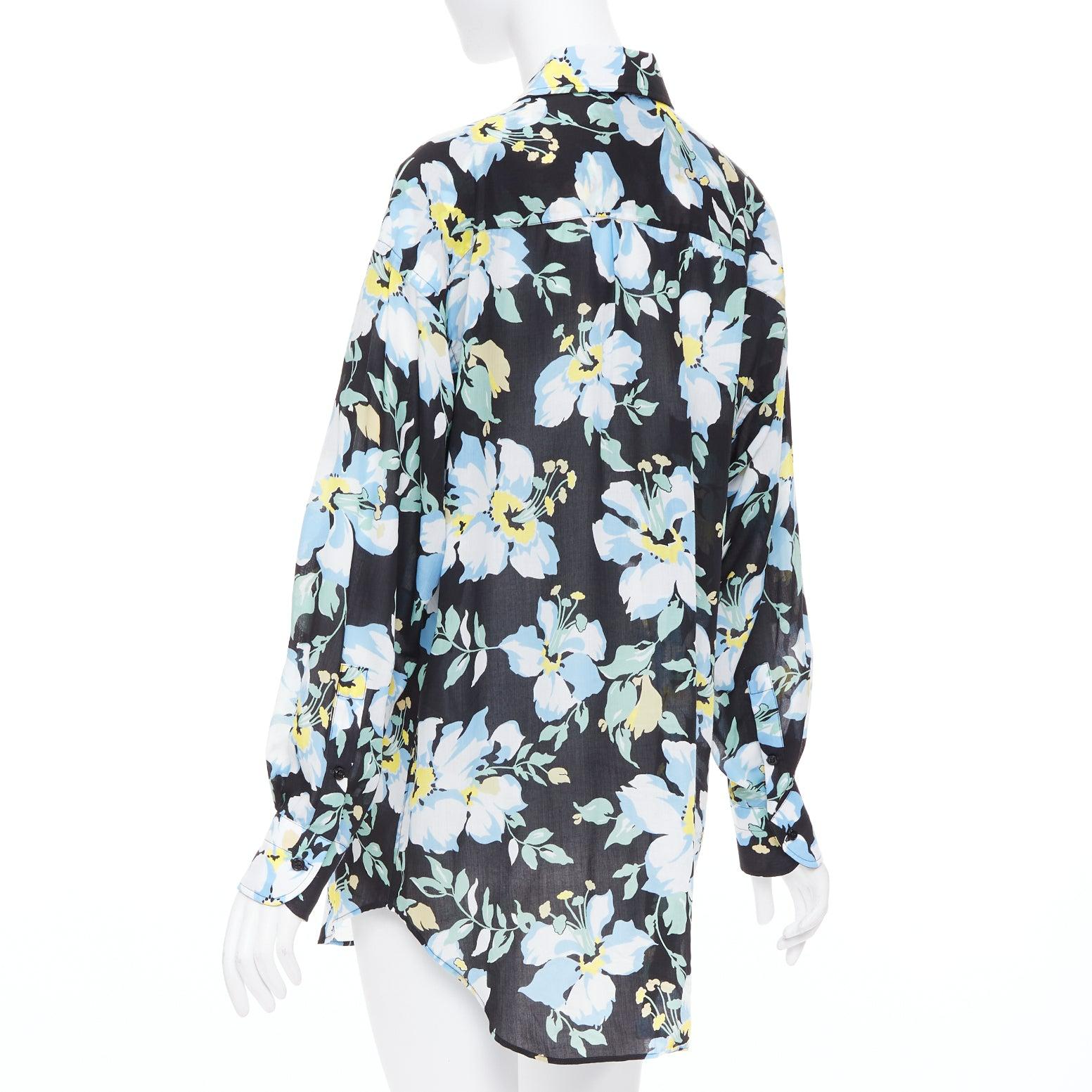 TOM FORD camicia in lyocell blu giallo nero con stampa floreale IT38 XS in vendita 1